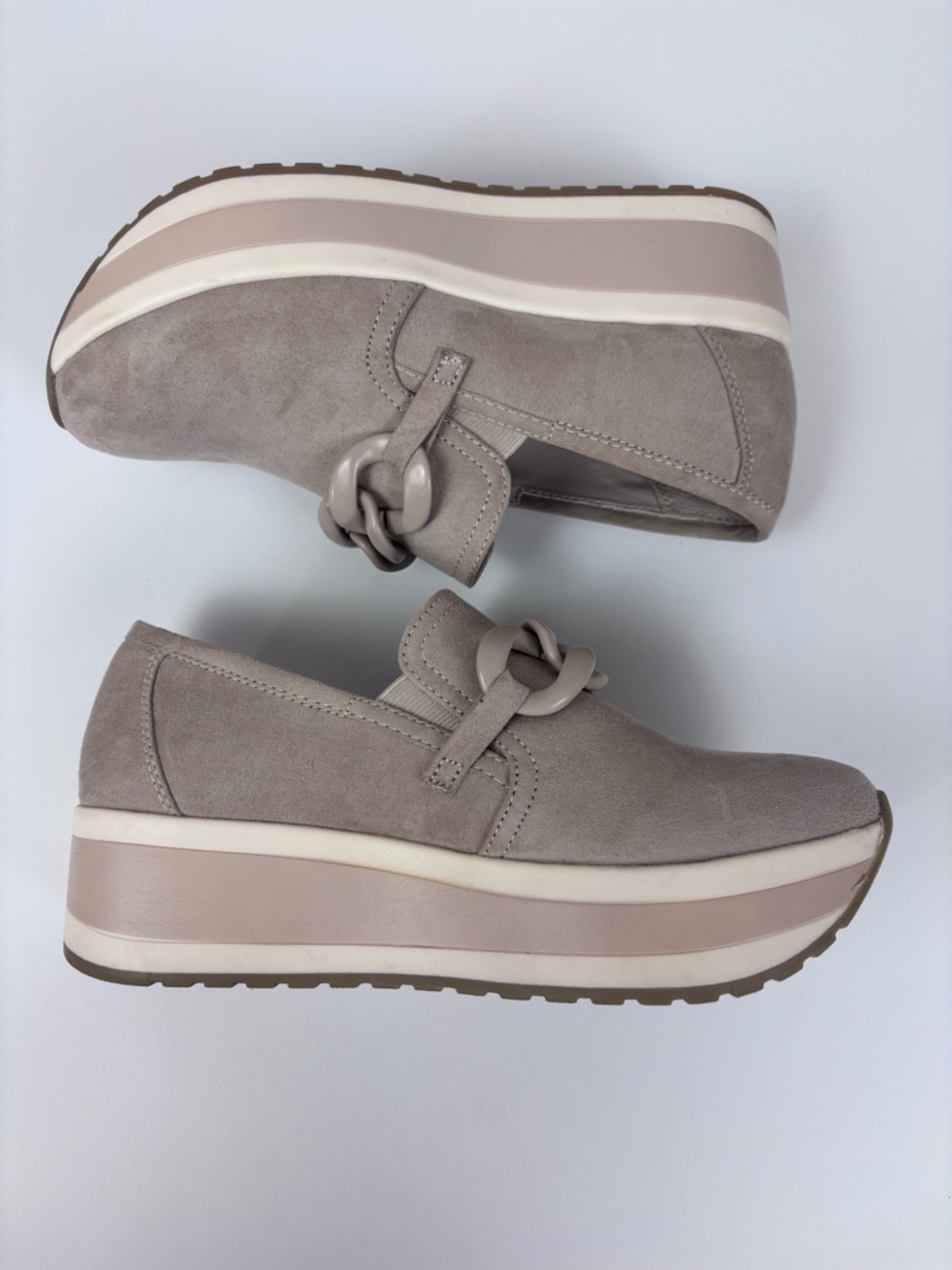 Madden NYC Platform Slip-On Loafer Chain Detail Chunky Sneakers Taupe Size 7 - Picture 9 of 16